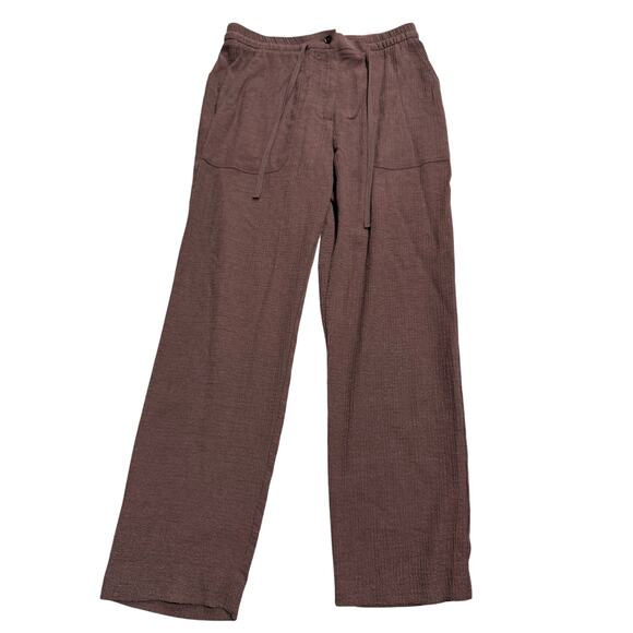 Zara Casual Pants Stretch Textured Zip Waist Womens Size Medium Dusty Rose Brown - Picture 1 of 7